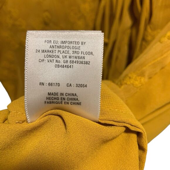 Maeve Womens Mustard Yellow Embroidered Lace Up Tank Top 6 Boho Cottagecore - Picture 6 of 9